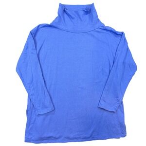 Eileen Fisher Women Blue Funnel Neck Long Sleeve Tunic Top Size S